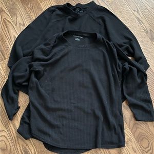 American Eagle long sleeve waffle top black size large - 2 pack